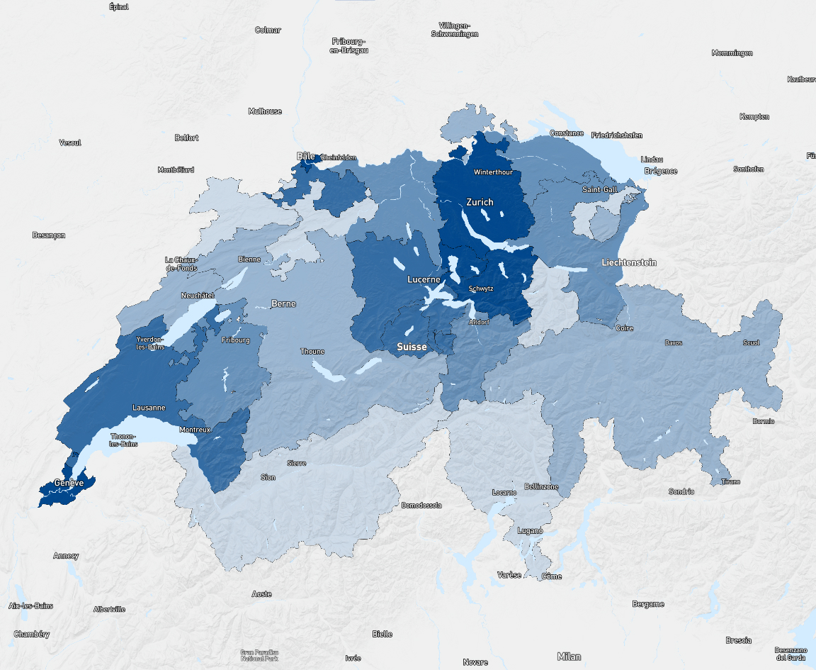 Carte des prix de l’immobilier de la Suisse